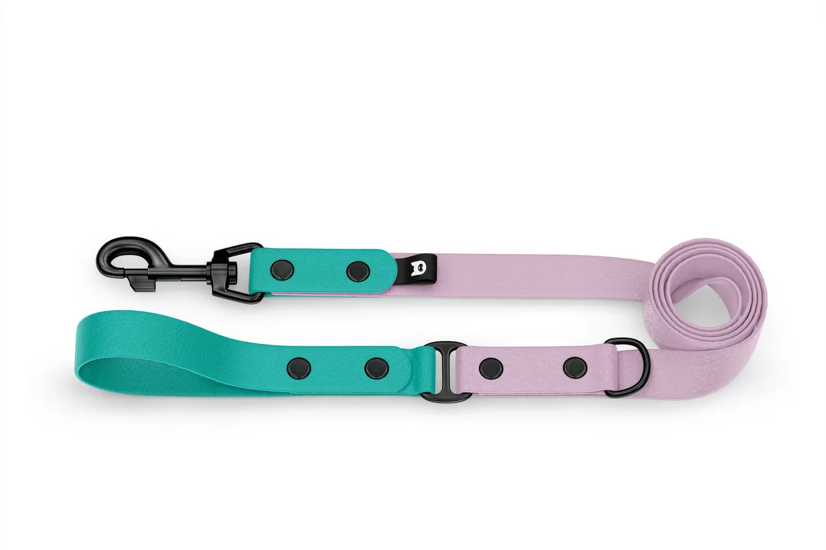 Dog Leash Duo: Pastel green & Lilac with Black components