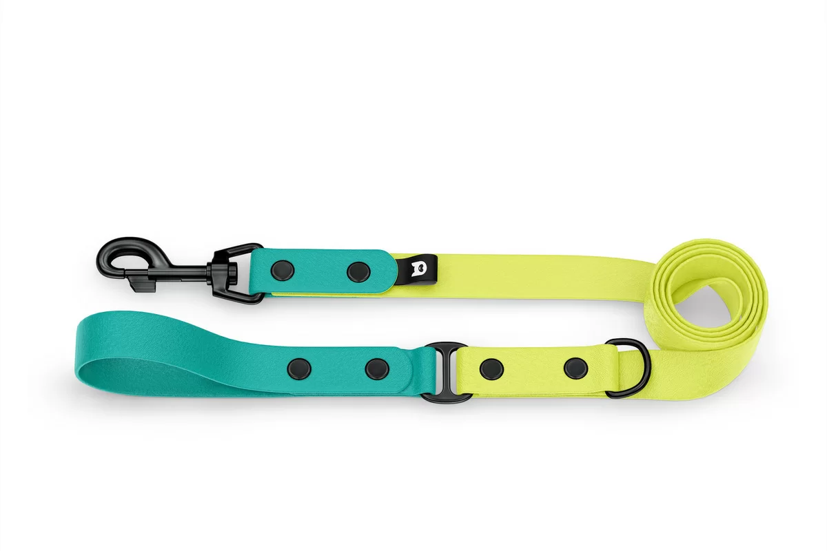 Dog Leash Duo: Pastel green & Neon yellow with Black components