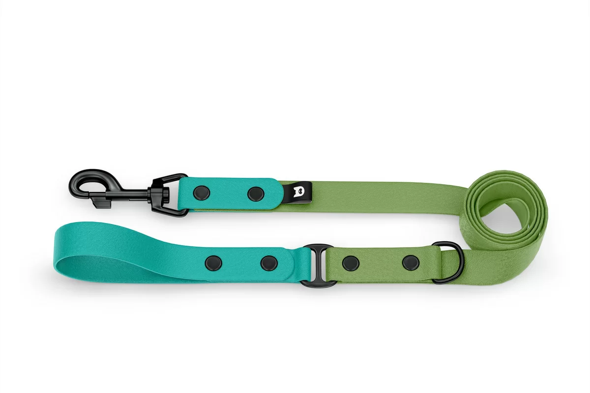 Dog Leash Duo: Pastel green & Olive with Black components