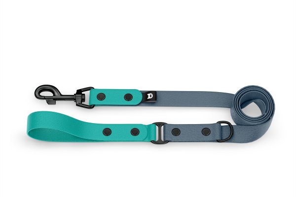 Dog Leash Duo: Pastel green & Petrol with Black components