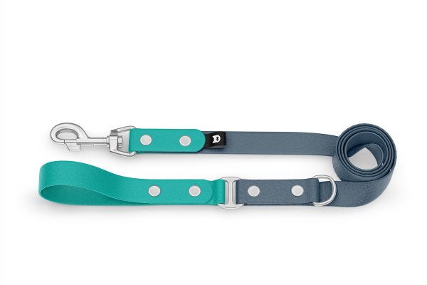 Dog Leash Duo: Pastel green & Petrol with Silver components