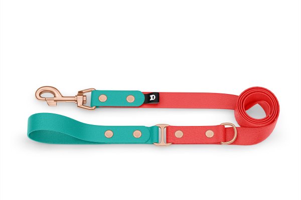 Dog Leash Duo: Pastel green & Red with Rosegold components
