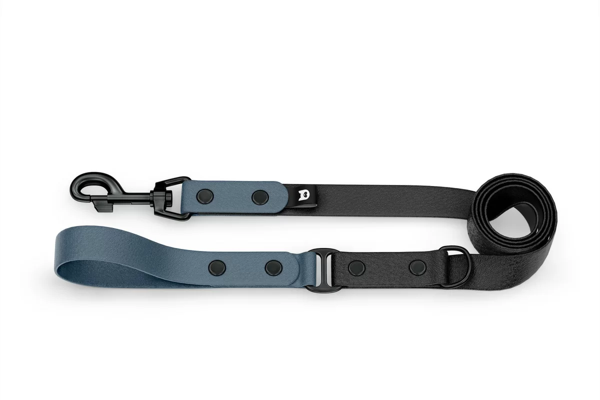 Dog Leash Duo: Petrol & Black with Black components