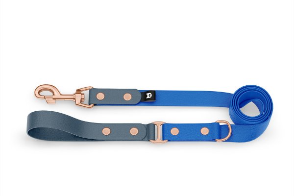 Dog Leash Duo: Petrol & Blue with Rosegold components