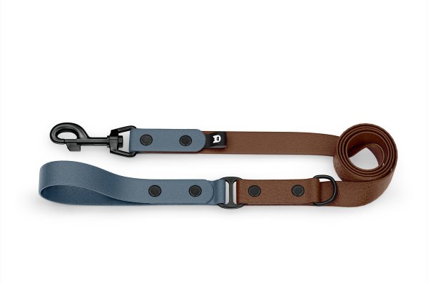 Dog Leash Duo: Petrol & Dark brown with Black components