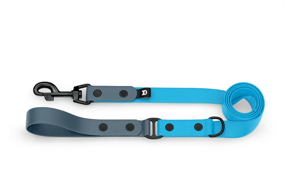 Dog Leash Duo: Petrol & Light blue with Black components