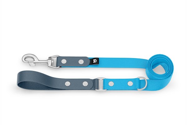 Dog Leash Duo: Petrol & Light blue with Silver components