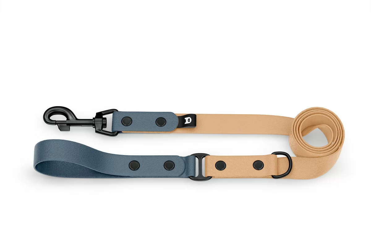 Dog Leash Duo: Petrol & Light brown with Black components