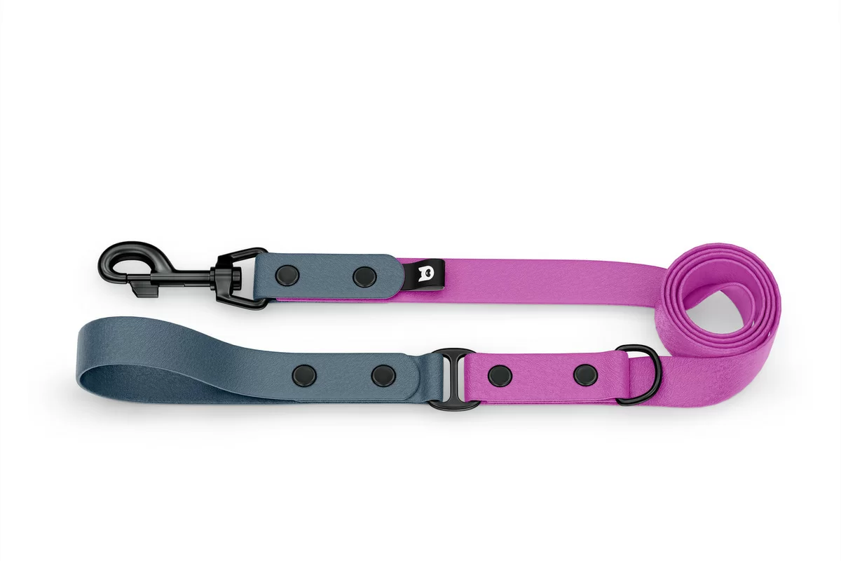Dog Leash Duo: Petrol & Light purple with Black components
