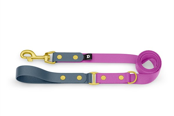 Dog Leash Duo: Petrol & Light purple with Gold components