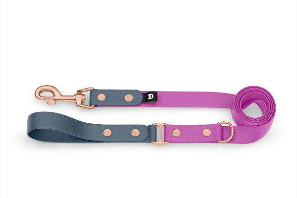 Dog Leash Duo: Petrol & Light purple with Rosegold components