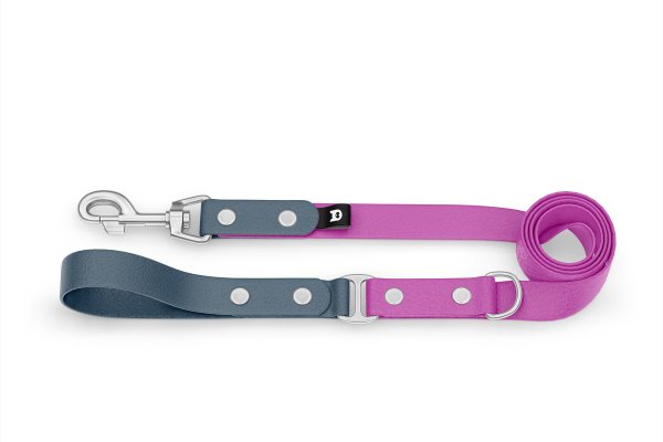 Dog Leash Duo: Petrol & Light purple with Silver components