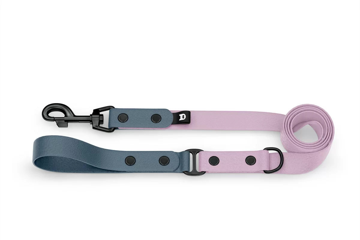 Dog Leash Duo: Petrol & Lilac with Black components
