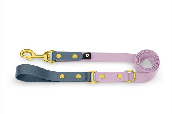 Dog Leash Duo: Petrol & Lilac with Gold components