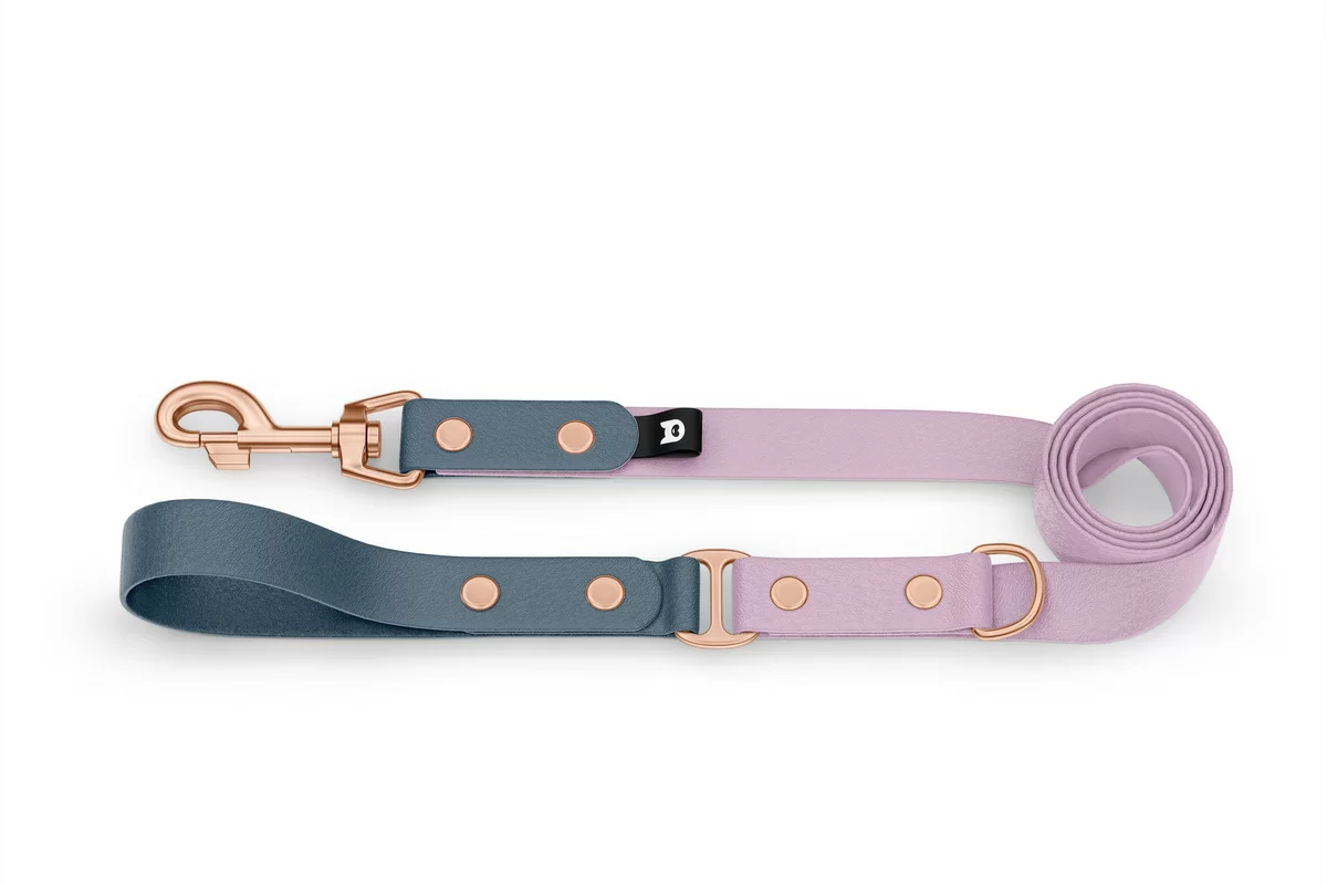 Dog Leash Duo: Petrol & Lilac with Rosegold components