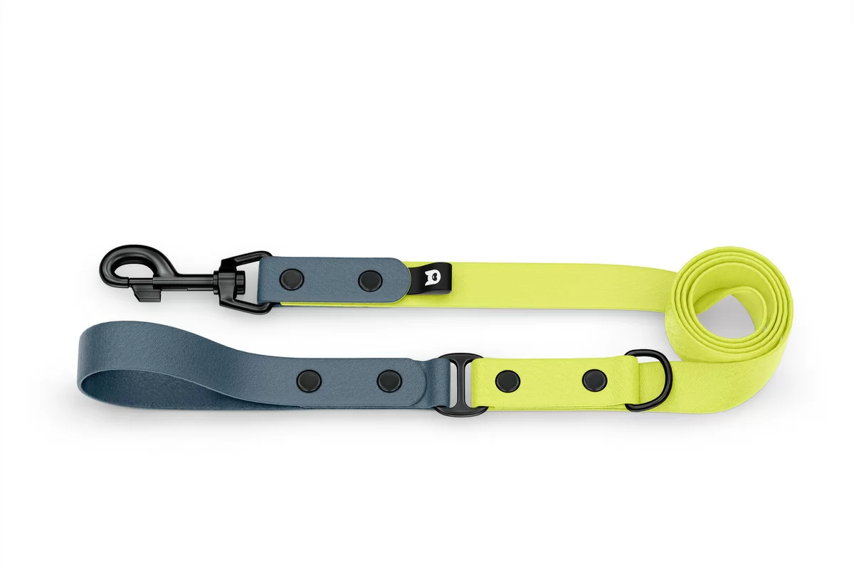 Dog Leash Duo: Petrol & Neon yellow with Black components