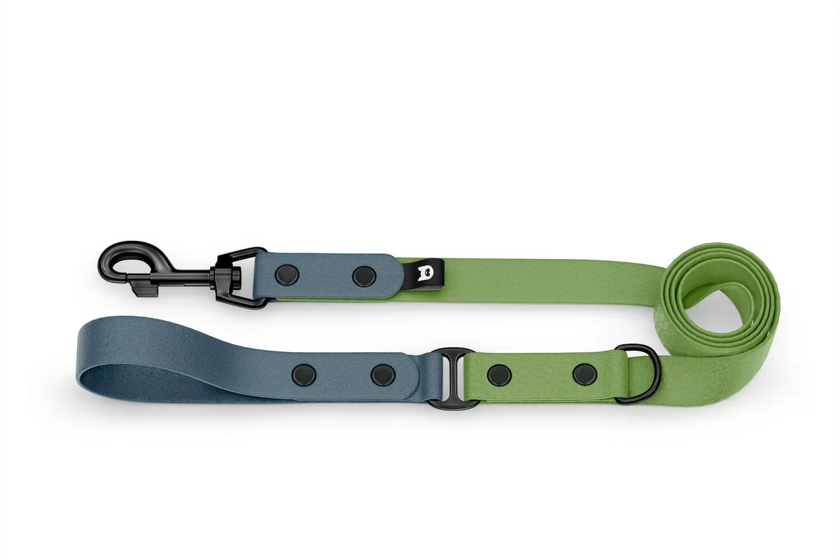 Dog Leash Duo: Petrol & Olive with Black components