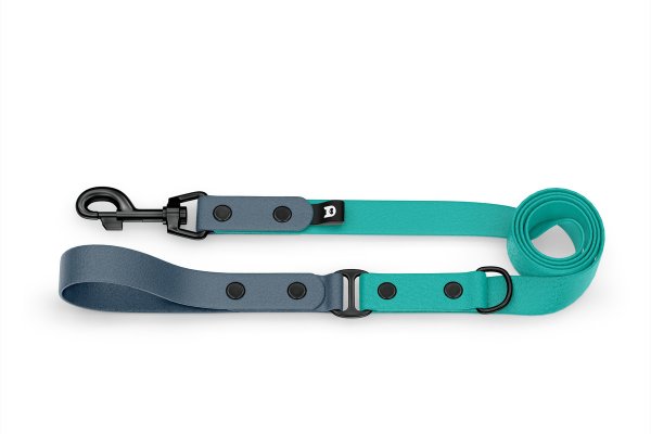 Dog Leash Duo: Petrol & Pastel green with Black components