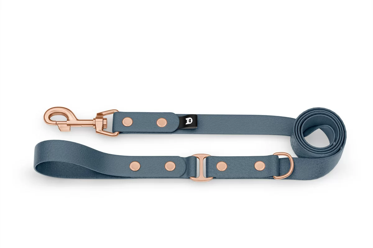 Dog Leash Duo: Petrol & Petrol with Rosegold components