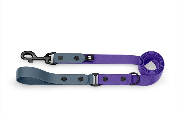 Dog Leash Duo: Petrol & Purple with Black components