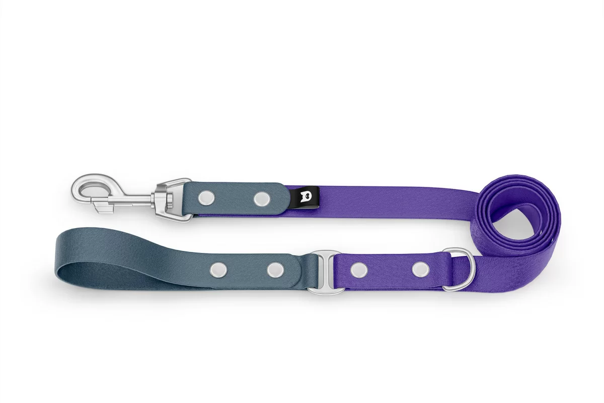 Dog Leash Duo: Petrol & Purple with Silver components