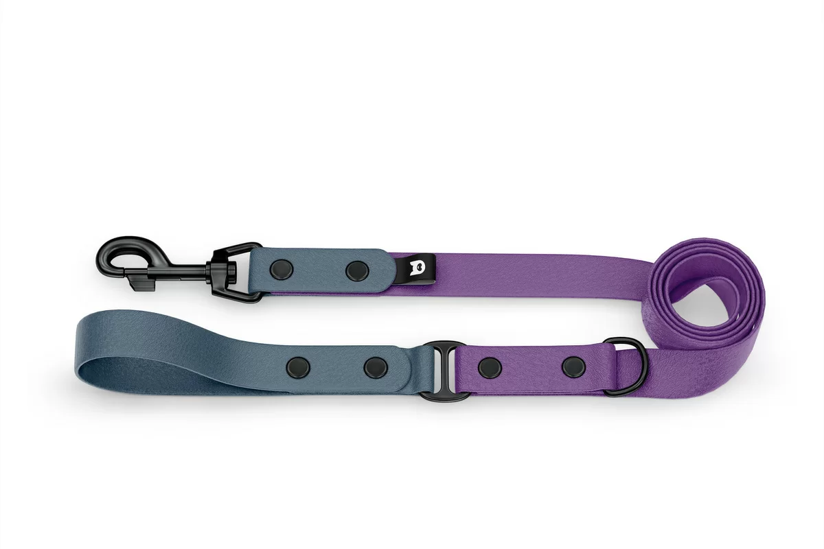 Dog Leash Duo: Petrol & Purpur with Black components