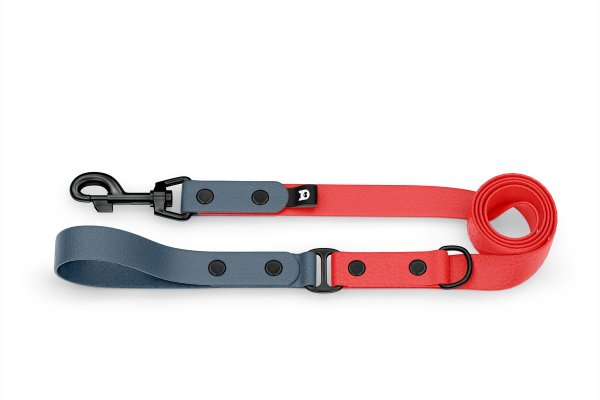 Dog Leash Duo: Petrol & Red with Black components