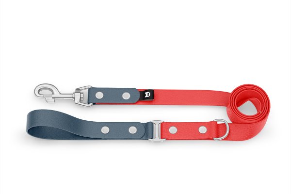 Dog Leash Duo: Petrol & Red with Silver components