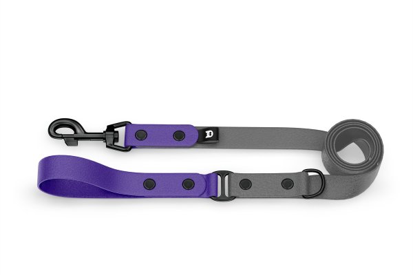 Dog Leash Duo: Purple & Gray with Black components