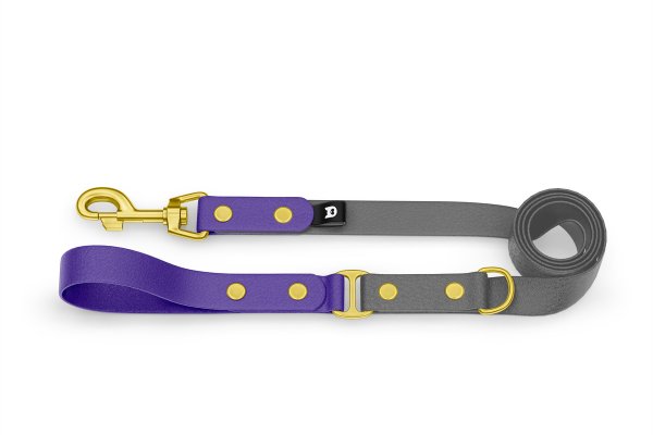Dog Leash Duo: Purple & Gray with Gold components