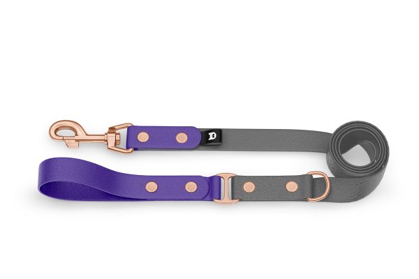 Dog Leash Duo: Purple & Gray with Rosegold components