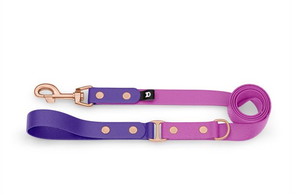 Dog Leash Duo: Purple & Light purple with Rosegold components