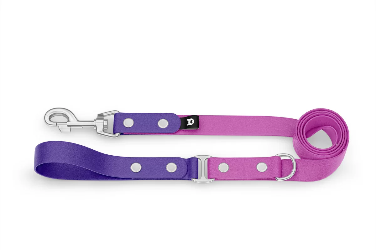 Dog Leash Duo: Purple & Light purple with Silver components