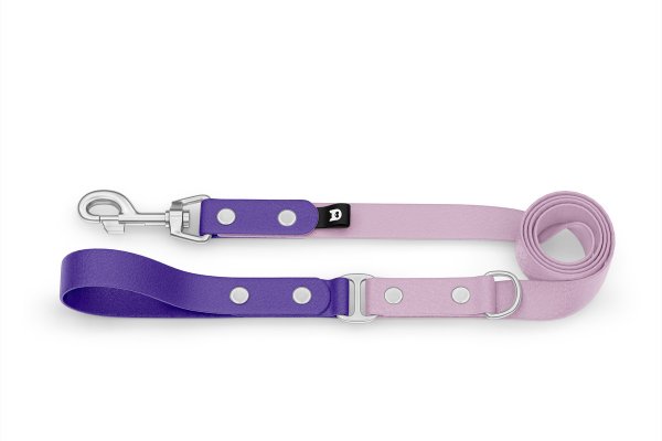 Dog Leash Duo: Purple & Lilac with Silver components