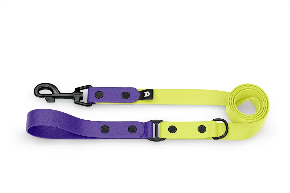 Dog Leash Duo: Purple & Neon yellow with Black components