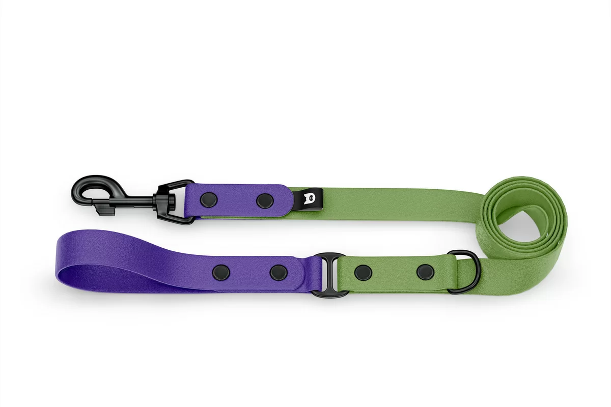 Dog Leash Duo: Purple & Olive with Black components