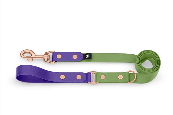 Dog Leash Duo: Purple & Olive with Rosegold components