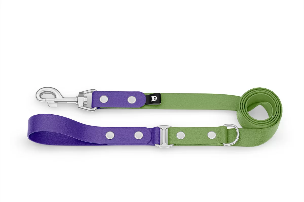 Dog Leash Duo: Purple & Olive with Silver components