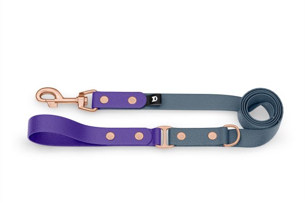 Dog Leash Duo: Purple & Petrol with Rosegold components