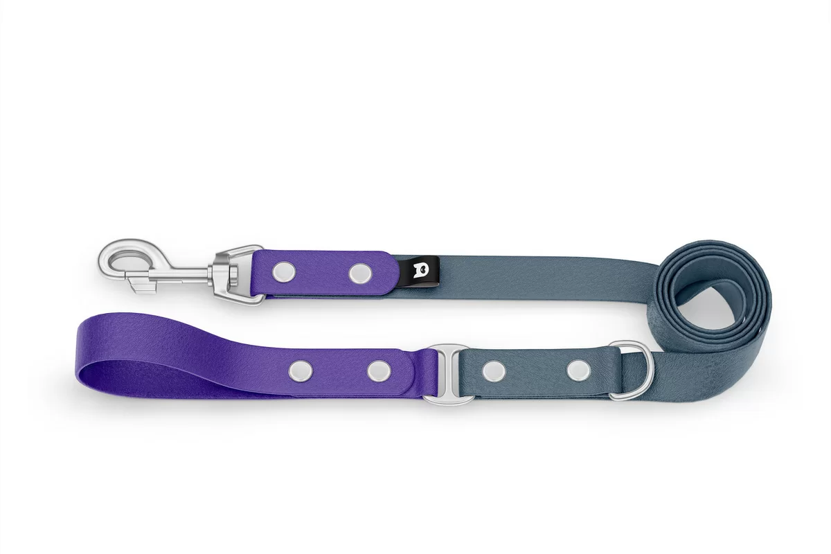 Dog Leash Duo: Purple & Petrol with Silver components