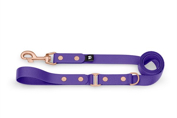 Dog Leash Duo: Purple & Purple with Rosegold components