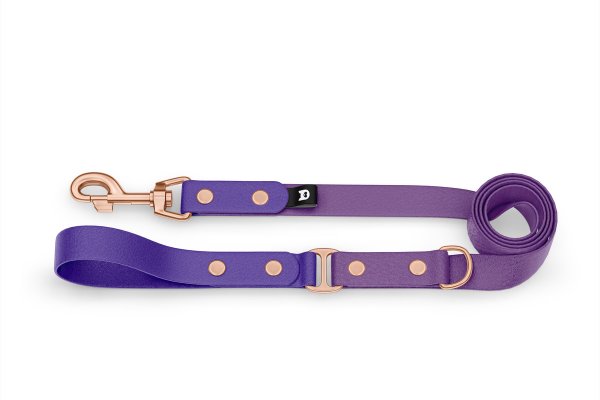 Dog Leash Duo: Purple & Purpur with Rosegold components