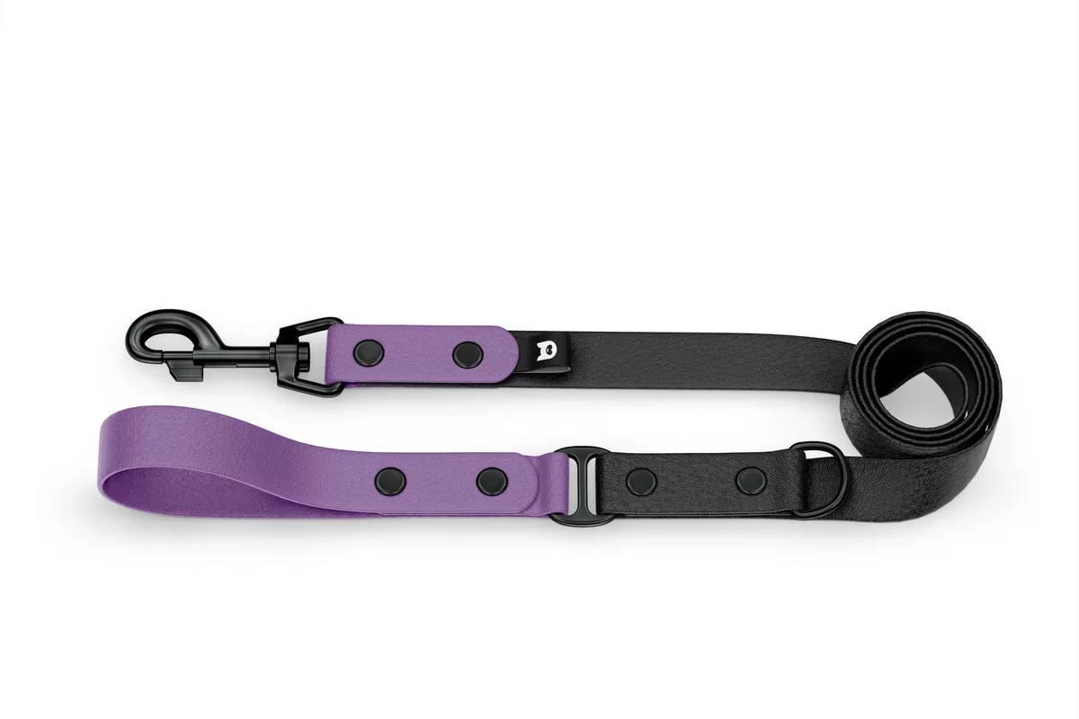 Dog Leash Duo: Purpur & Black with Black components