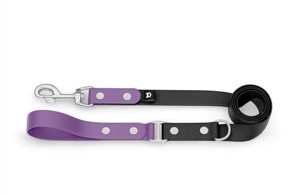 Dog Leash Duo: Purpur & Black with Silver components