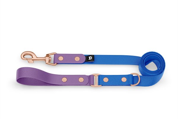 Dog Leash Duo: Purpur & Blue with Rosegold components