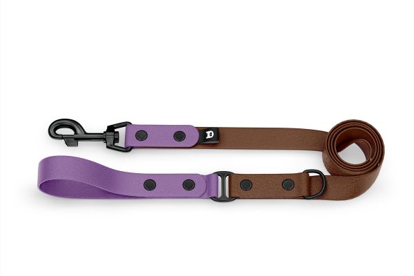 Dog Leash Duo: Purpur & Dark brown with Black components
