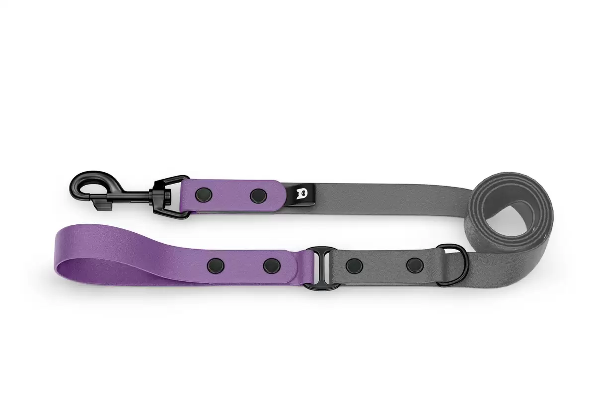 Dog Leash Duo: Purpur & Gray with Black components