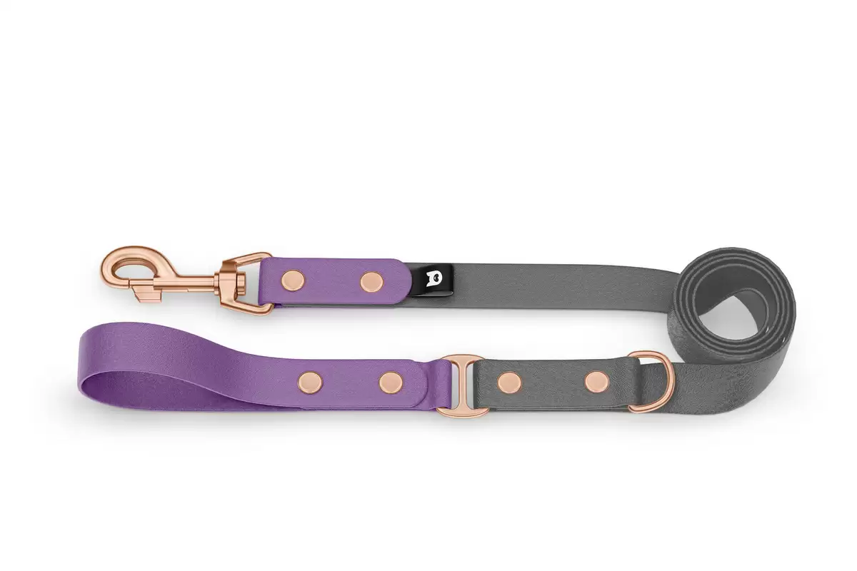 Dog Leash Duo: Purpur & Gray with Rosegold components