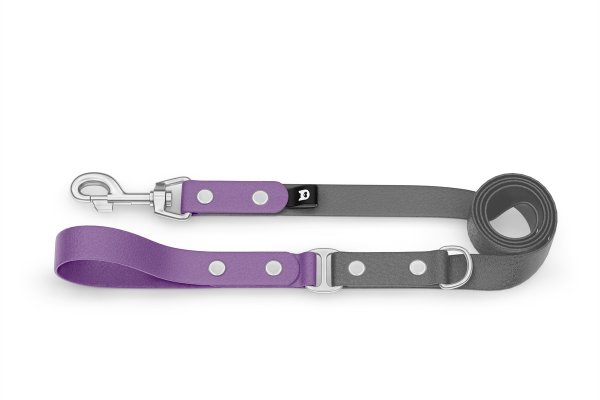 Dog Leash Duo: Purpur & Gray with Silver components