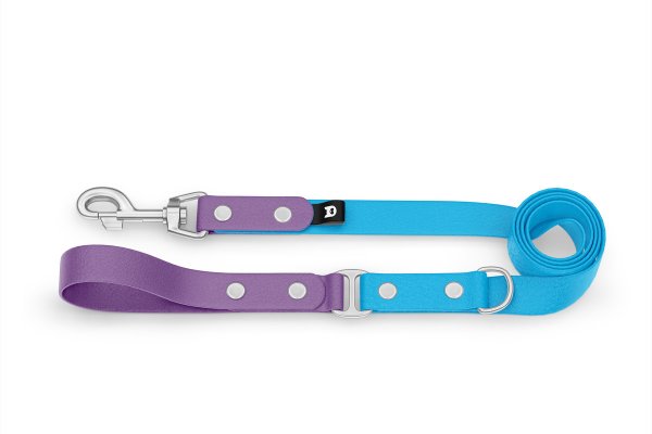 Dog Leash Duo: Purpur & Light blue with Silver components